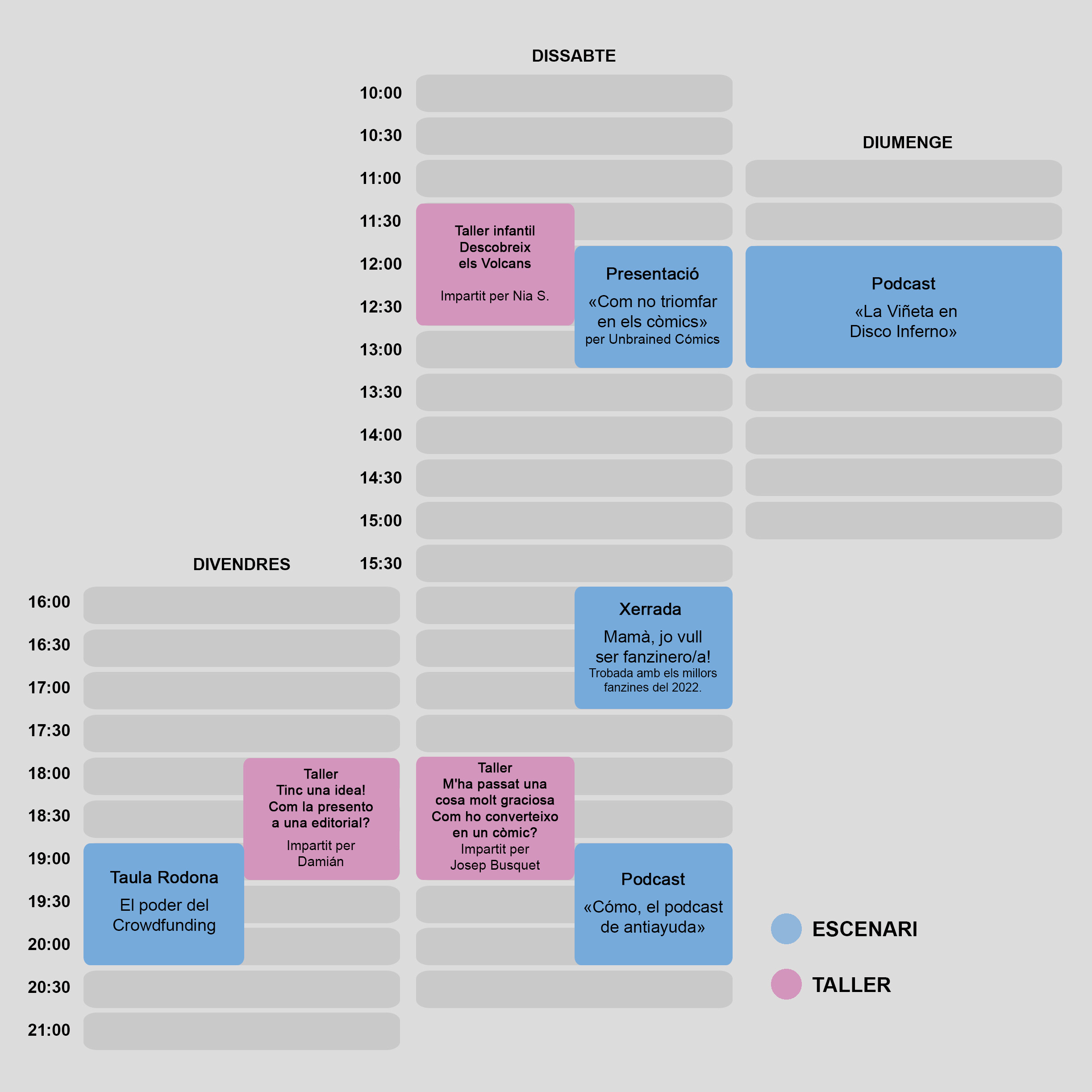 Horari d'activitats de Oh! comics fest 2022