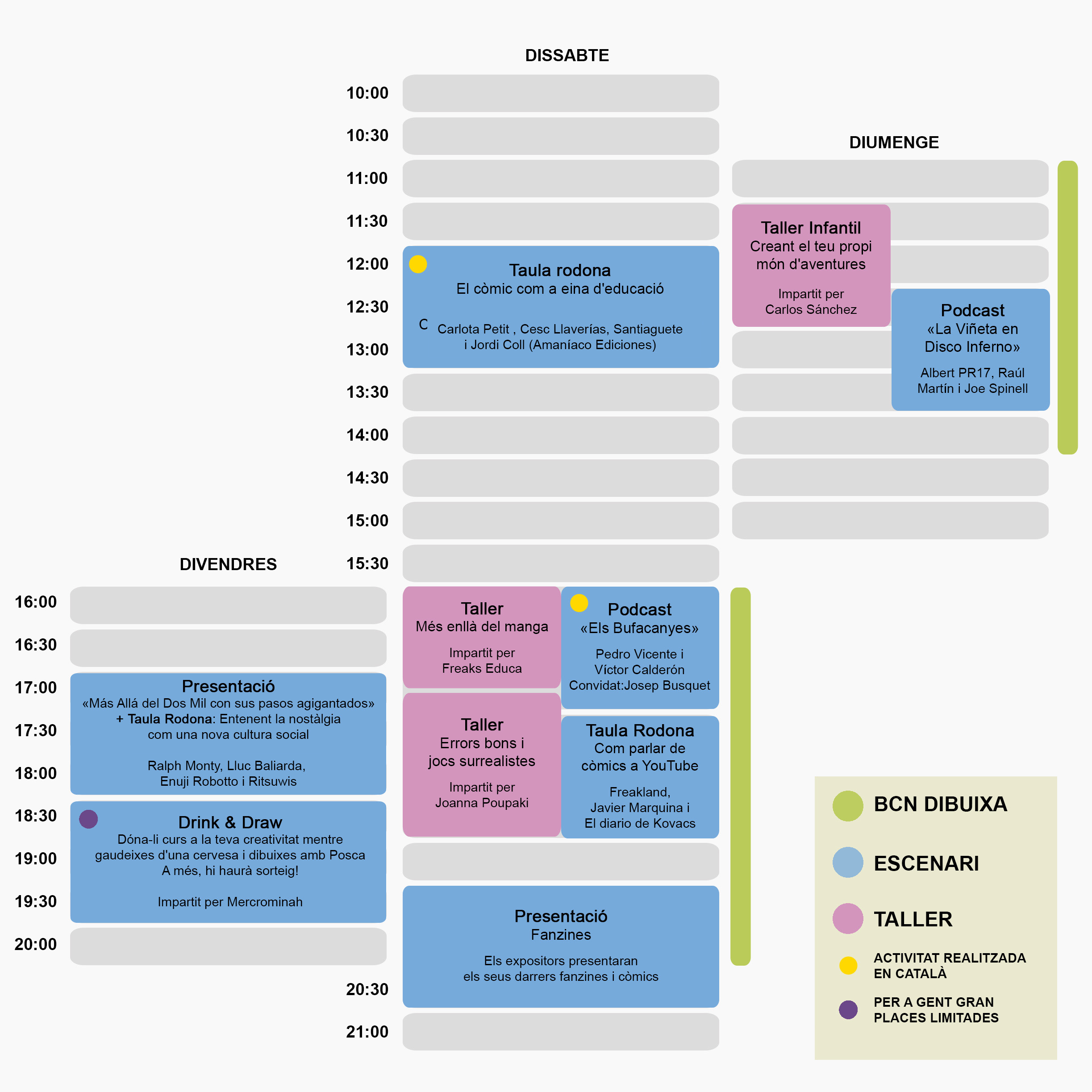 Horari d'activitats d'Oh! comics fest 2023